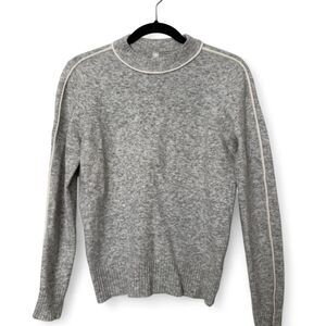 Athleta Transit Crew fine Merino wool blend heather grey sweater Size XS
